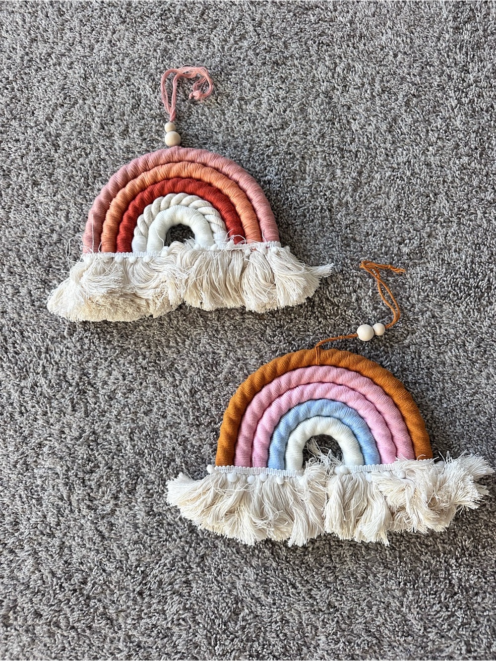 Boho Woven Macrame Rainbow Wall Hanging Set of 2 Nursery